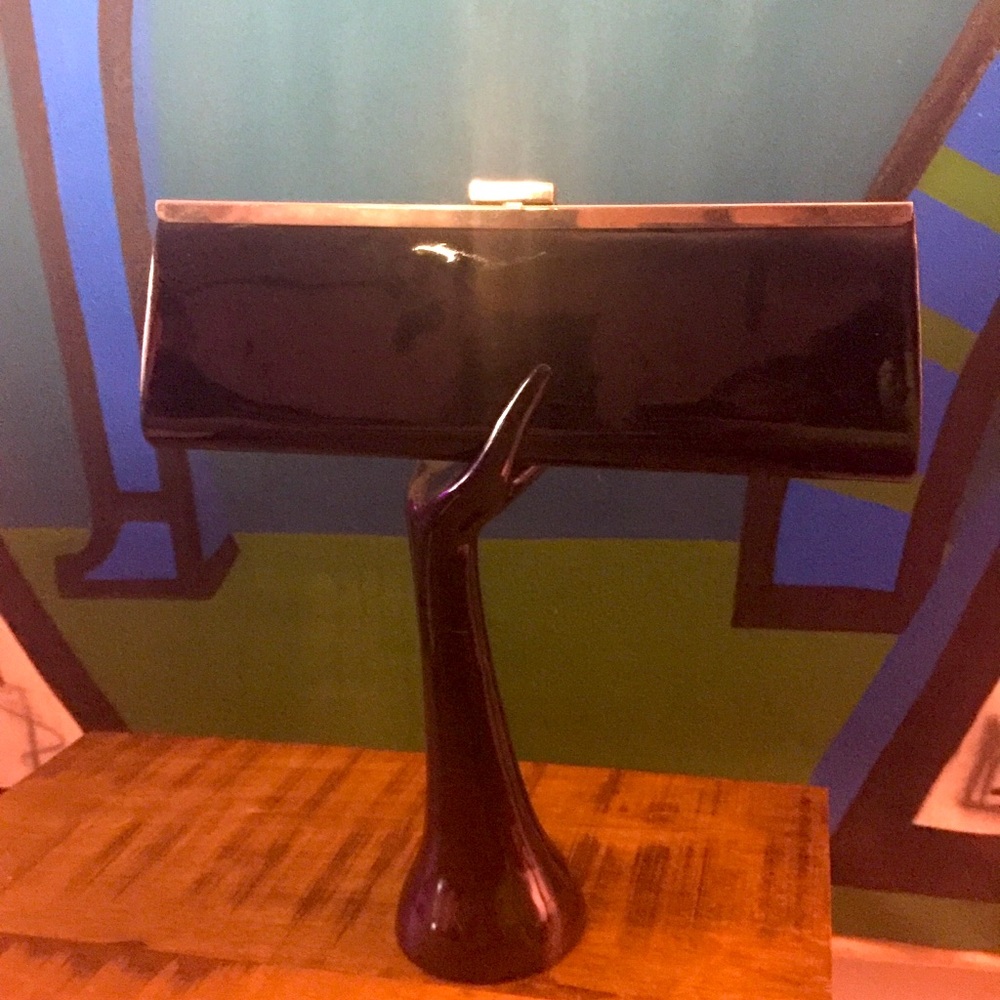 Chinese Laundry black patent clutch